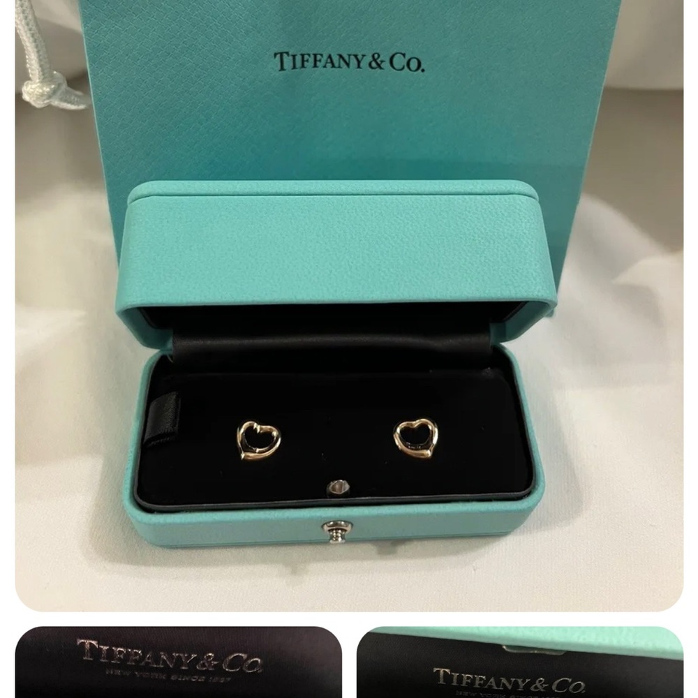 Tiffany & Co Elsa Peretti Open heart Stud Earrings in rose gold, 11mm